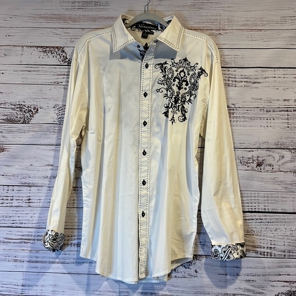 Victorious Embellished Button Down Shirt Size L - Picture 1 of 7